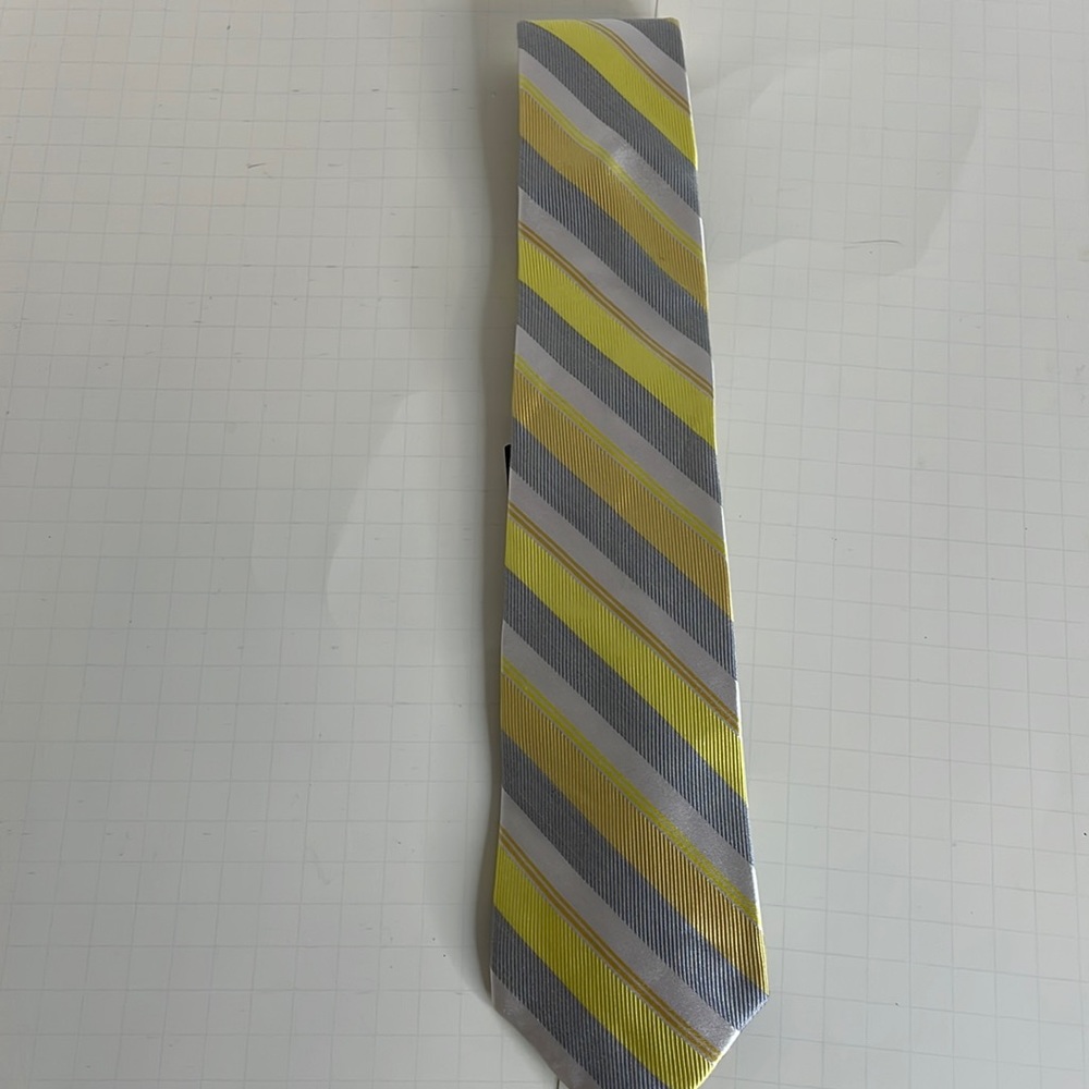 NWT EXPRESS Men's Tie, Yellow Gray Striped